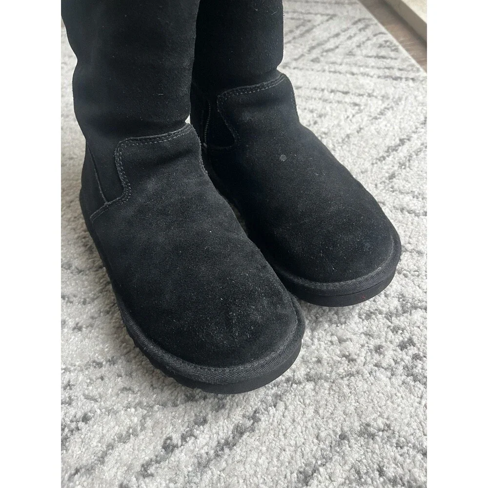 UGG Kids Ultimate Tall Boots Black Suede Shearling Zipper Size 2 Youth S/N 5983